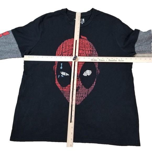 Marvel Deadpool Long Sleeve T-Shirt Tee Black Gray Red Size XL Graphics Unisex - Picture 8 of 10